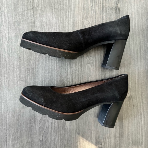 Wonders Fly Memory Gel  Black suede platform pump Heels size 35 (5) - Picture 10 of 11